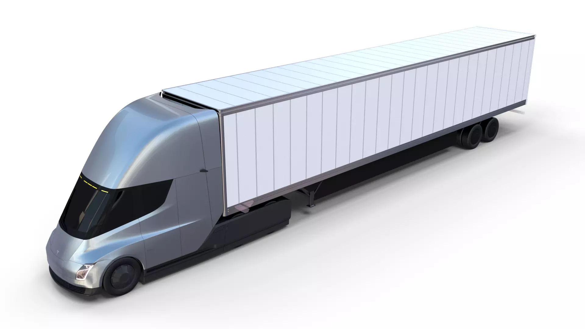 Tesla Truck Silver w trailer 3D model