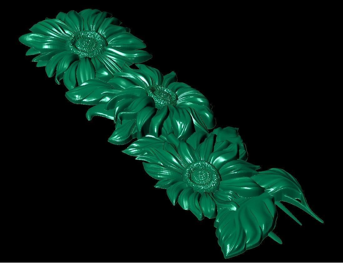 beautiful relief sunflowers 3  3D model_3