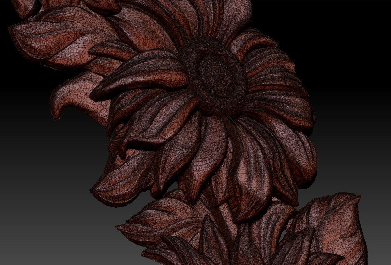 beautiful relief sunflowers 3  3D model_5