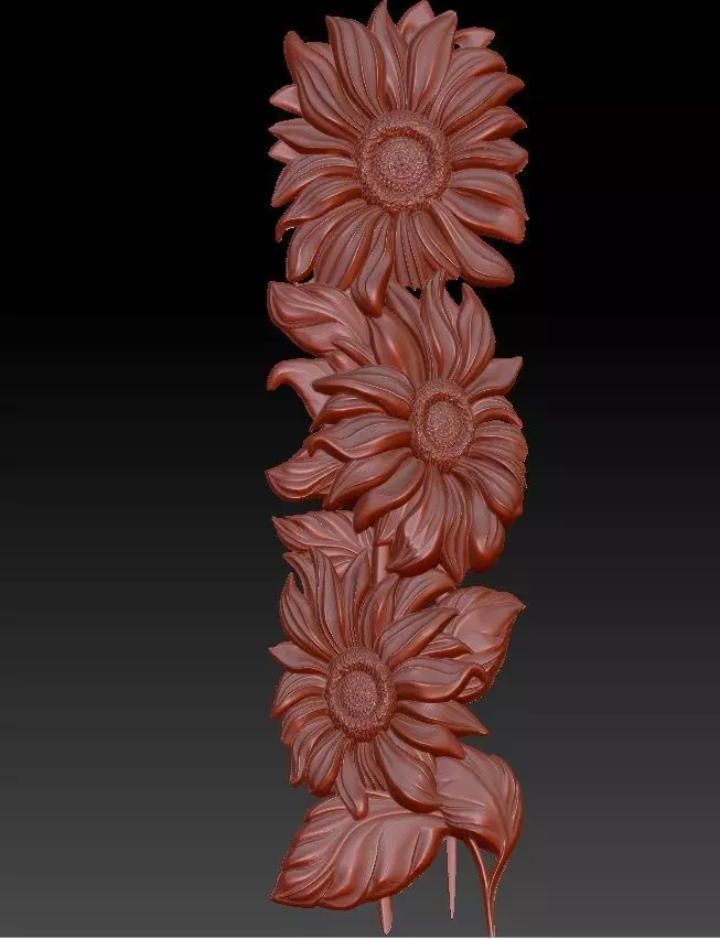 beautiful relief sunflowers 3  3D model_0