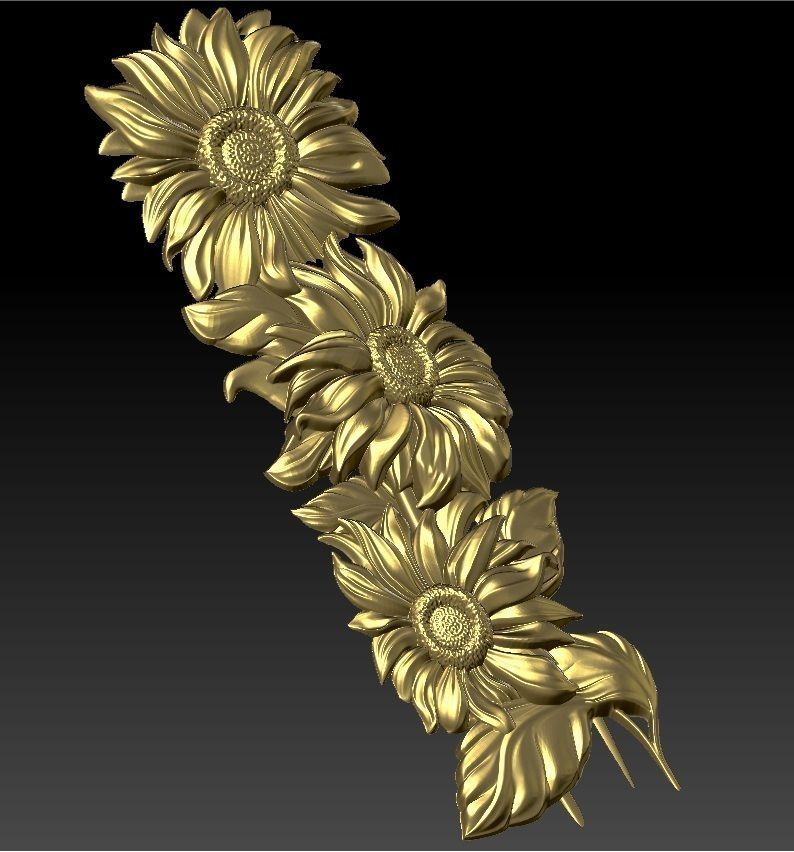 beautiful relief sunflowers 3  3D model_4