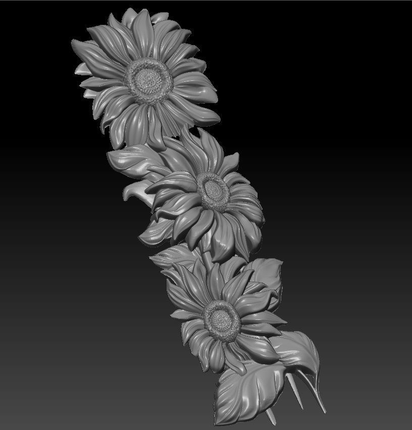 beautiful relief sunflowers 3  3D model_2