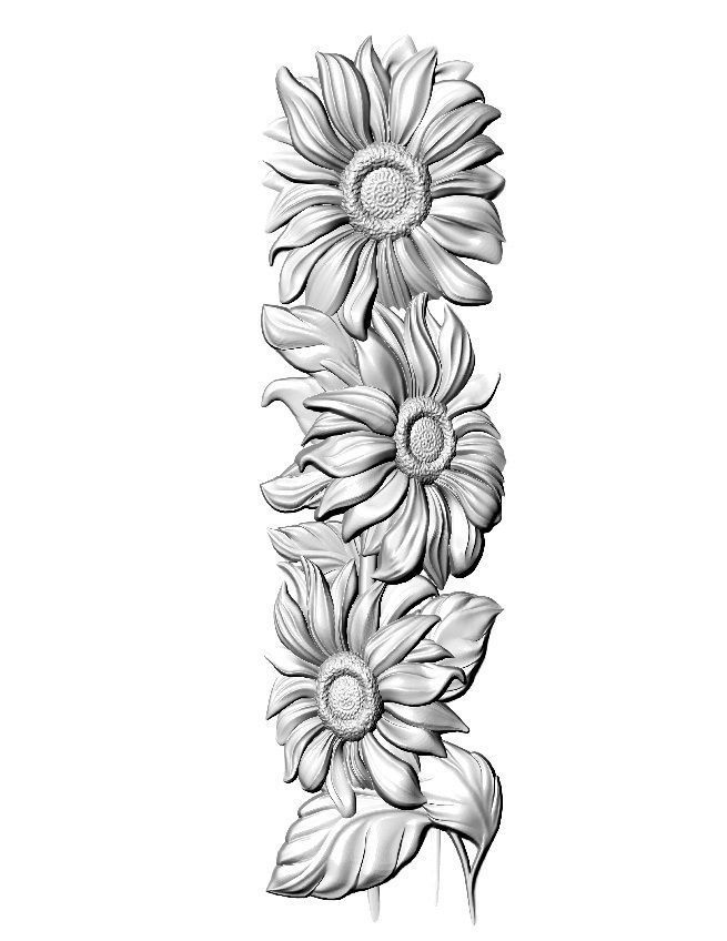 beautiful relief sunflowers 3  3D model_1