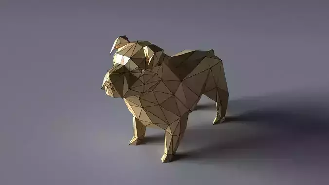 bulldog lowpoly 3D print model polygonal dog Low-poly 3D model