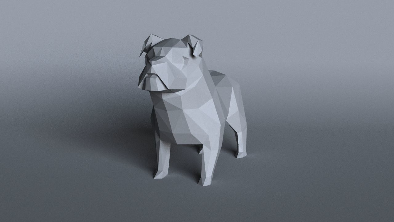 bulldog lowpoly 3D print model polygonal dog Low-poly 3D model_16
