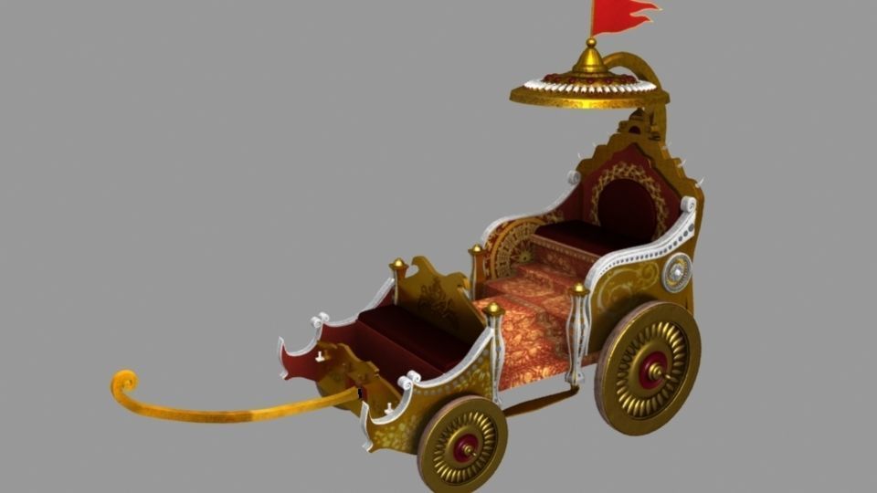 Chariot indian Low-poly 3D model_1