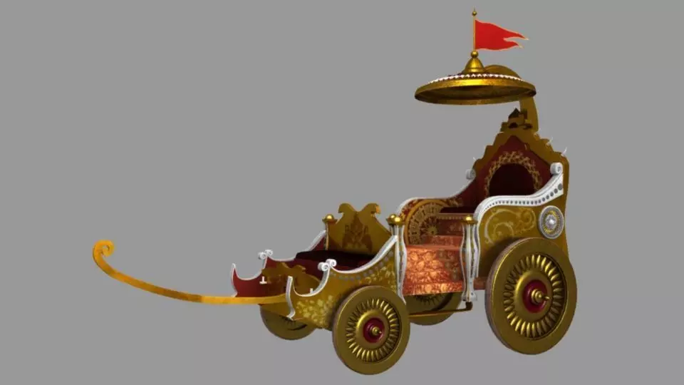 Chariot indian Low-poly 3D model_0