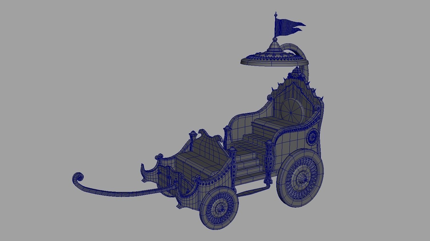 Chariot indian Low-poly 3D model_3
