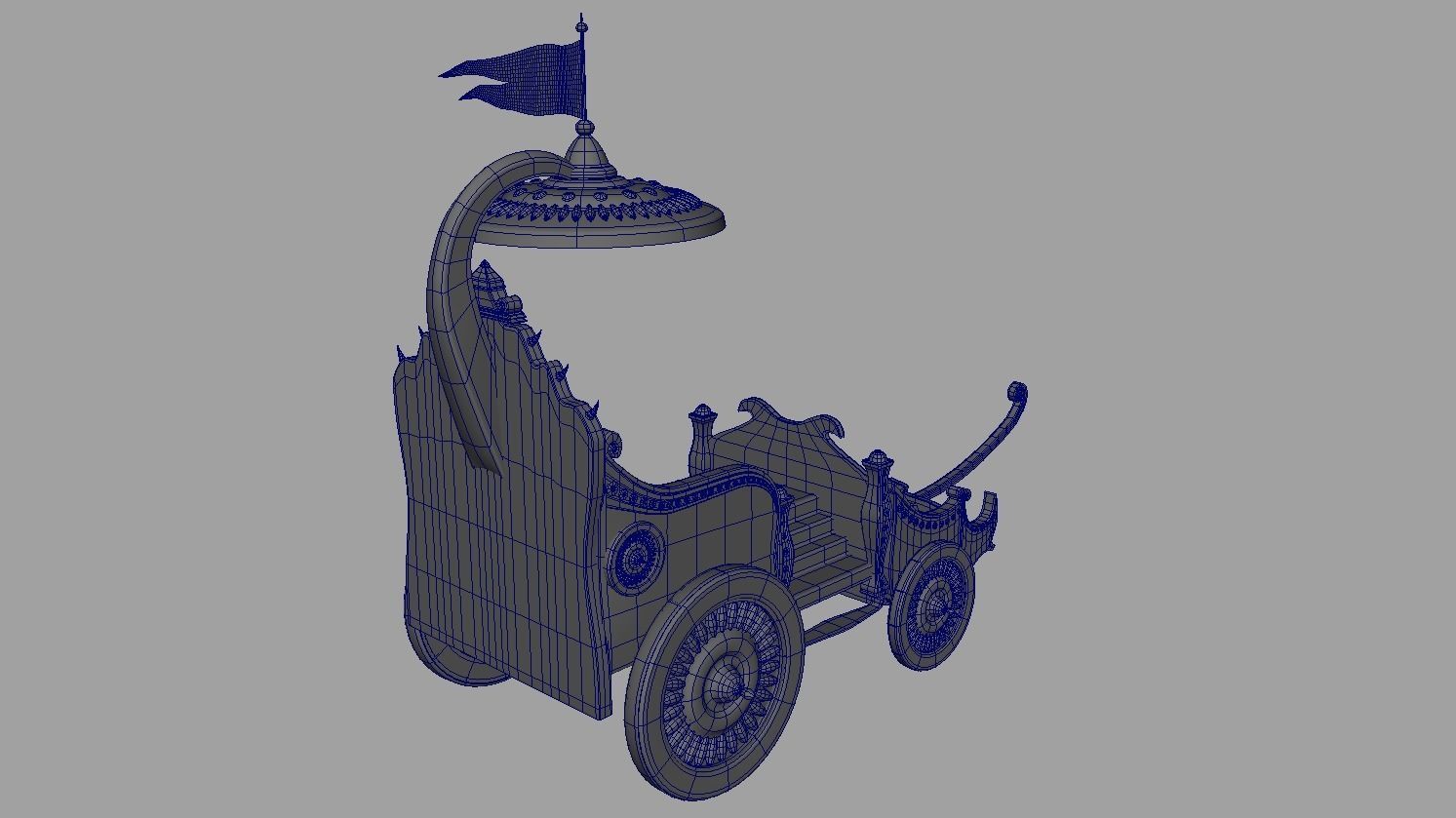 Chariot indian Low-poly 3D model_4