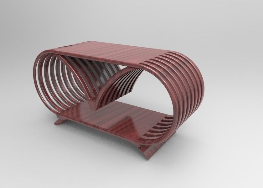 table wooden side with curved design 3D model_2