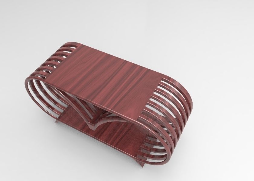 table wooden side with curved design 3D model_3