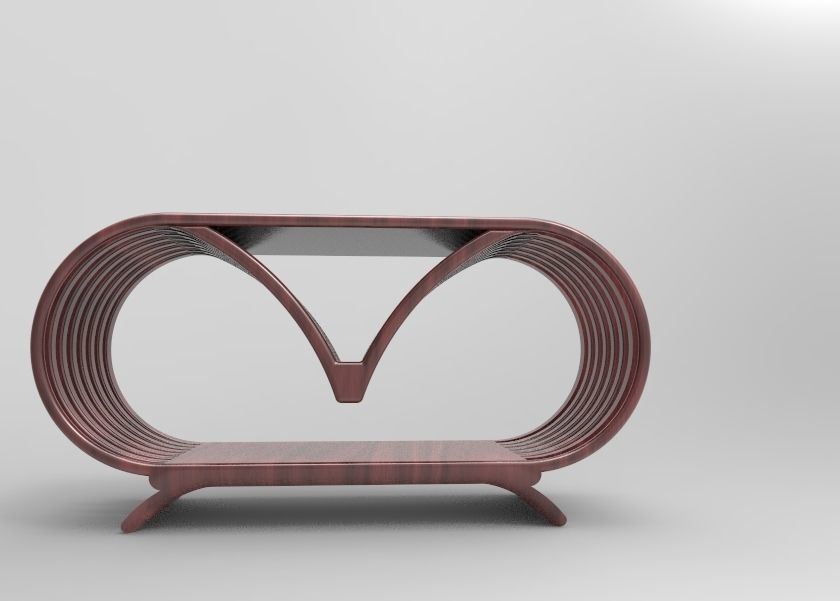 table wooden side with curved design 3D model_5