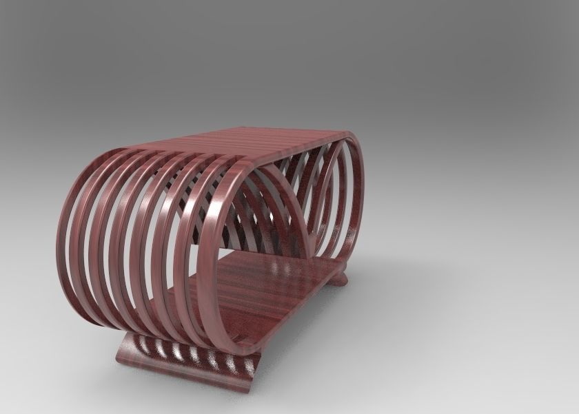 table wooden side with curved design 3D model_6