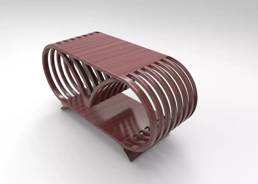 table wooden side with curved design 3D model_0