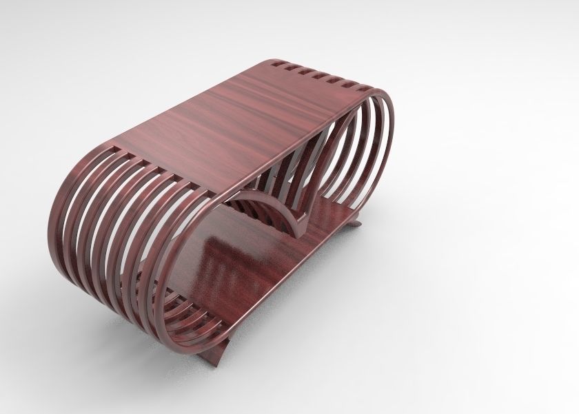 table wooden side with curved design 3D model_1