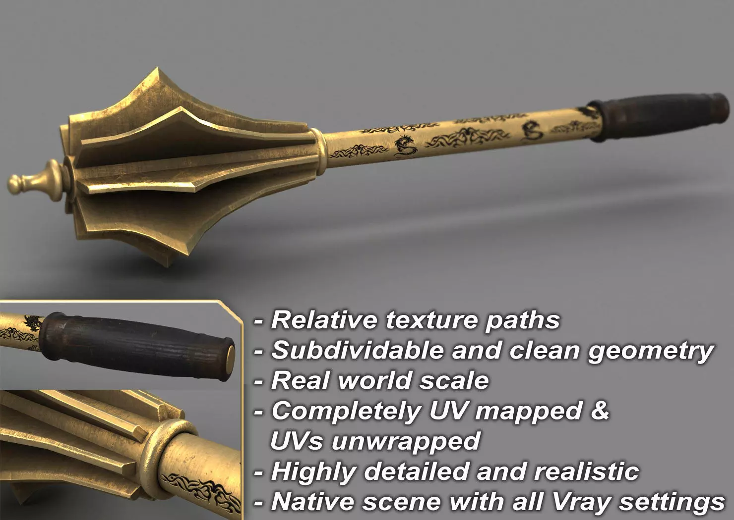 Medieval Mace 3D model_0