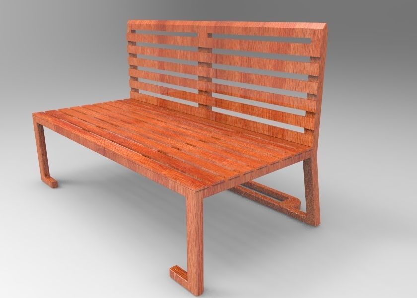 table wooden bench Low-poly 3D model_4