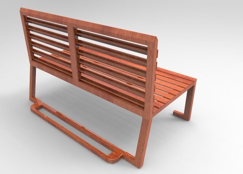 table wooden bench Low-poly 3D model_2