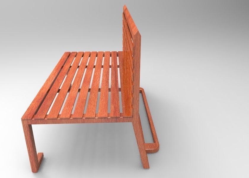 table wooden bench Low-poly 3D model_1