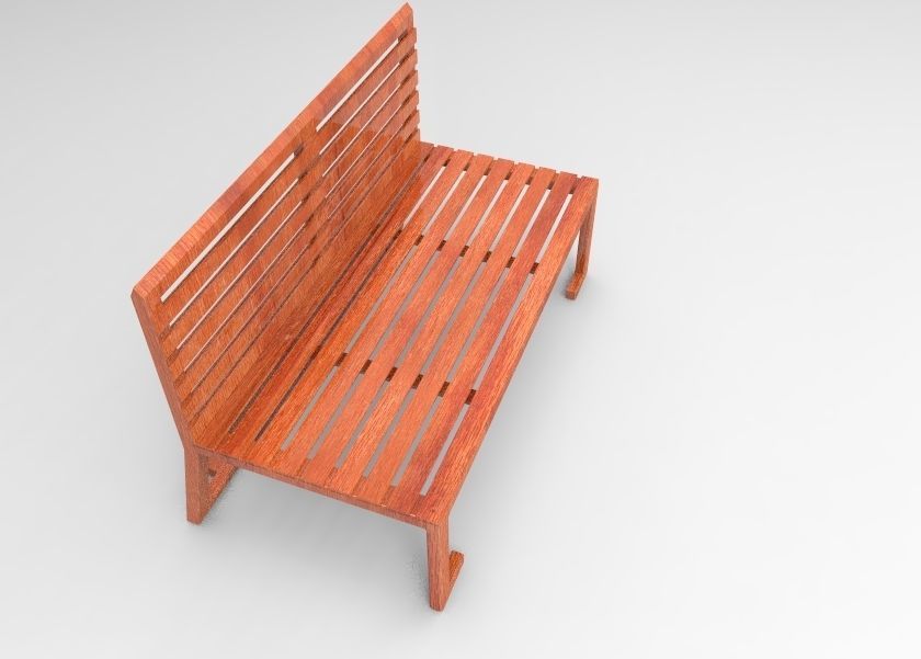 table wooden bench Low-poly 3D model_3
