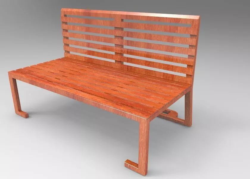 table wooden bench Low-poly 3D model_0