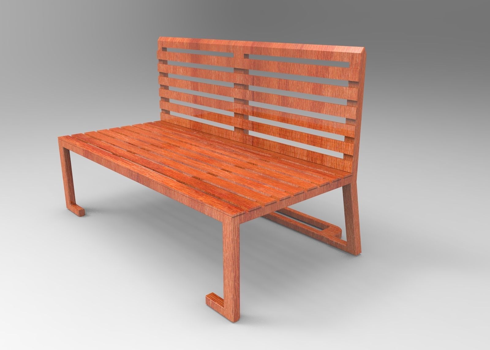 table wooden bench Low-poly 3D model_5