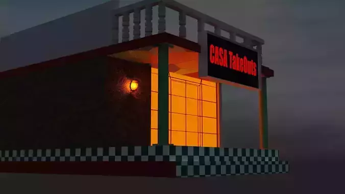 Fast Food Restaurant Free low-poly 3D model