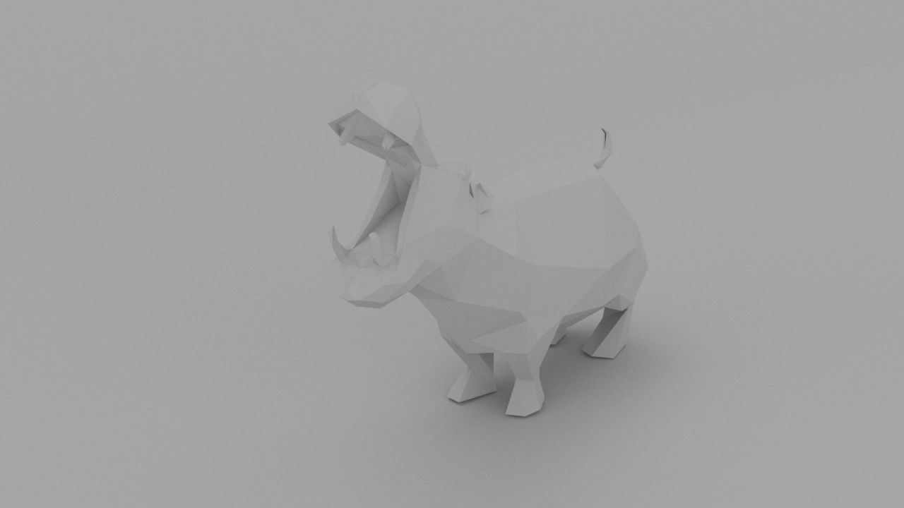 hippo lowpoly 3D print model polygonal animal Low-poly 3D model_5
