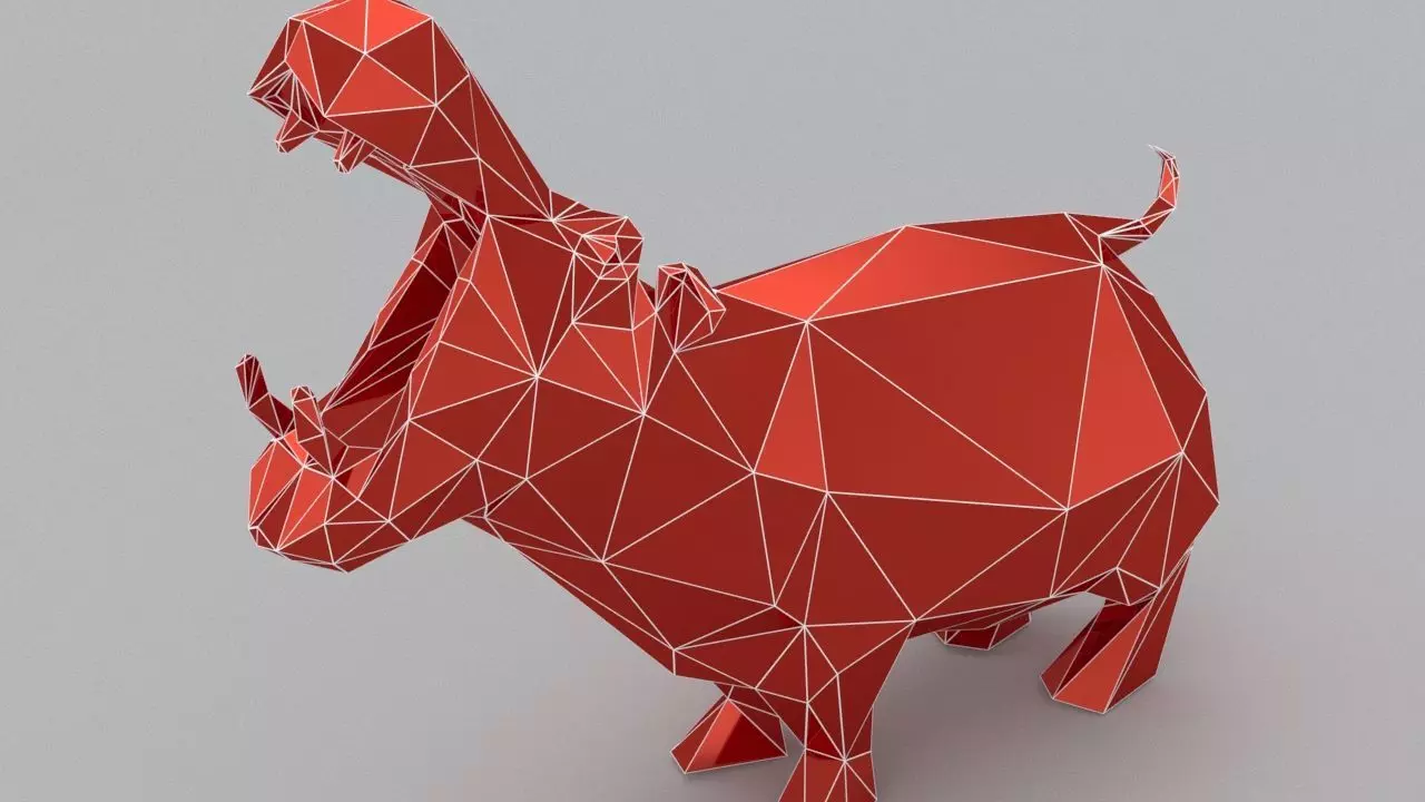 hippo lowpoly 3D print model polygonal animal Low-poly 3D model_0