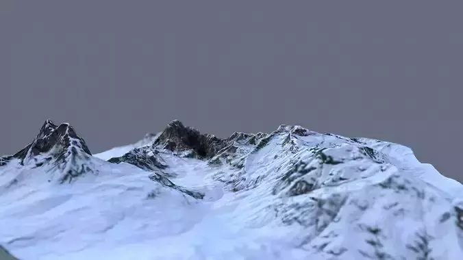 Mountain under the snow Low-poly 3D model