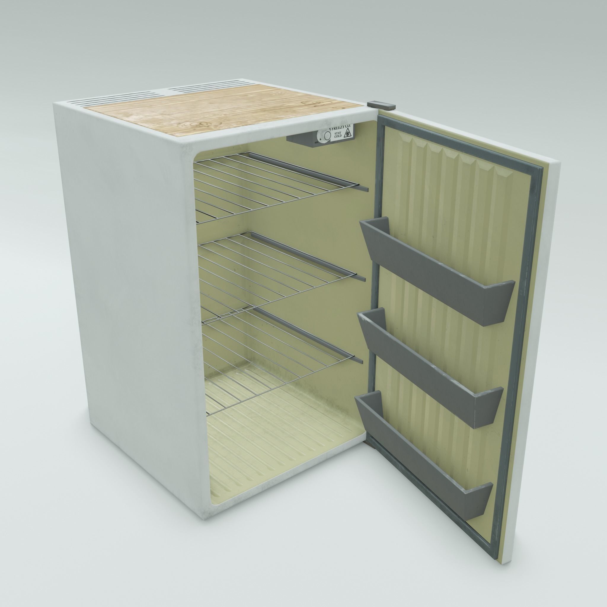 Freezy - game ready vintage fridge - clean and rusty 3D Model Collection_3