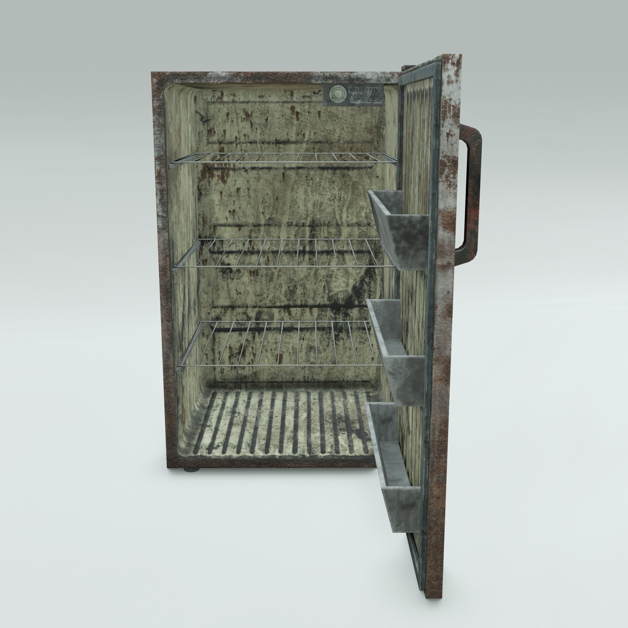 Freezy - game ready vintage fridge - clean and rusty 3D Model Collection_16
