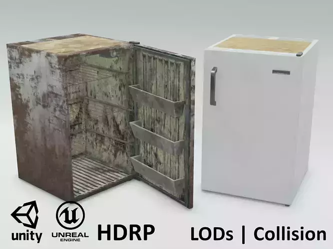 Freezy - game ready vintage fridge - clean and rusty 3D Model Collection Freezy - game ready vintage fridge - clean and rusty 3D Model Collection