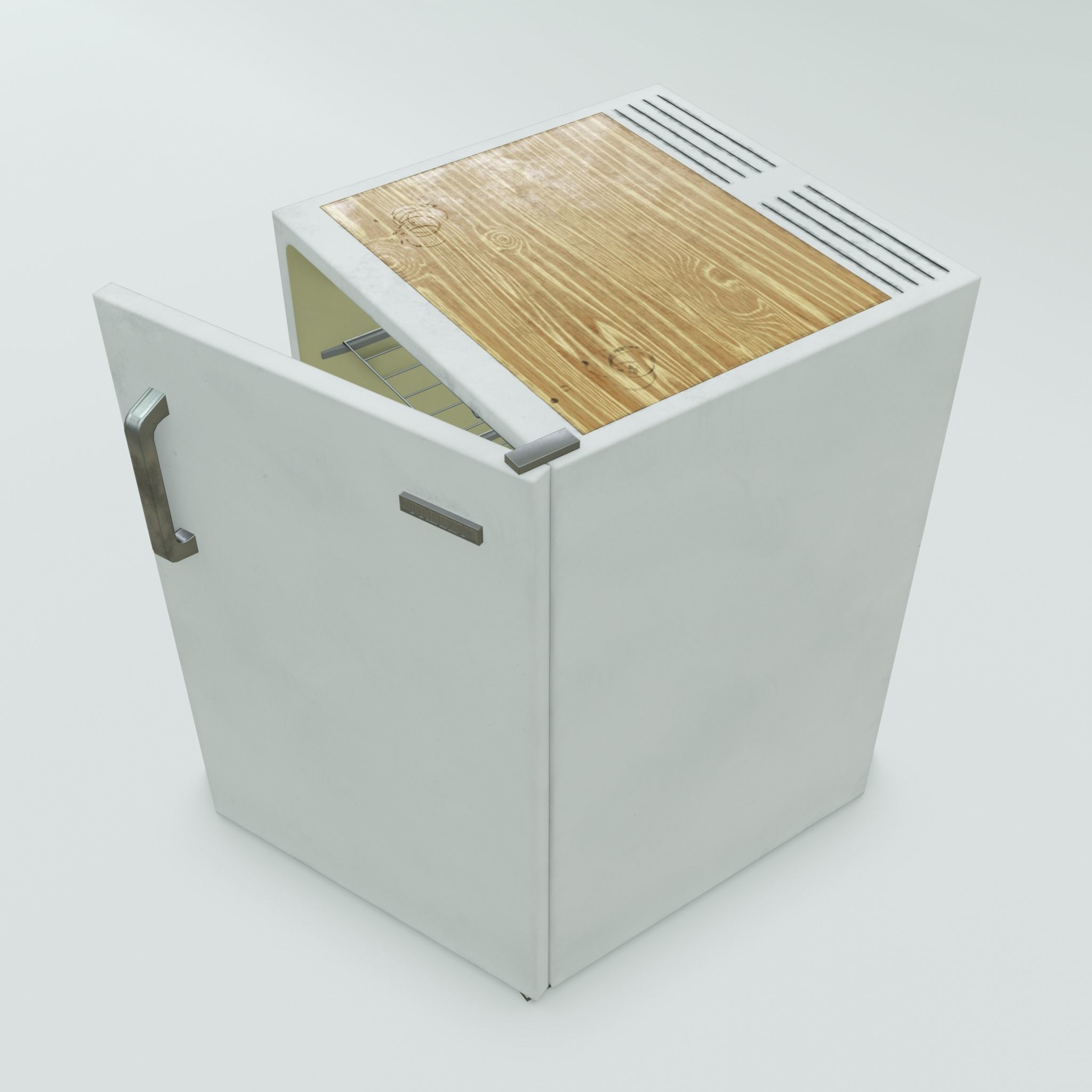 Freezy - game ready vintage fridge - clean and rusty 3D Model Collection_7