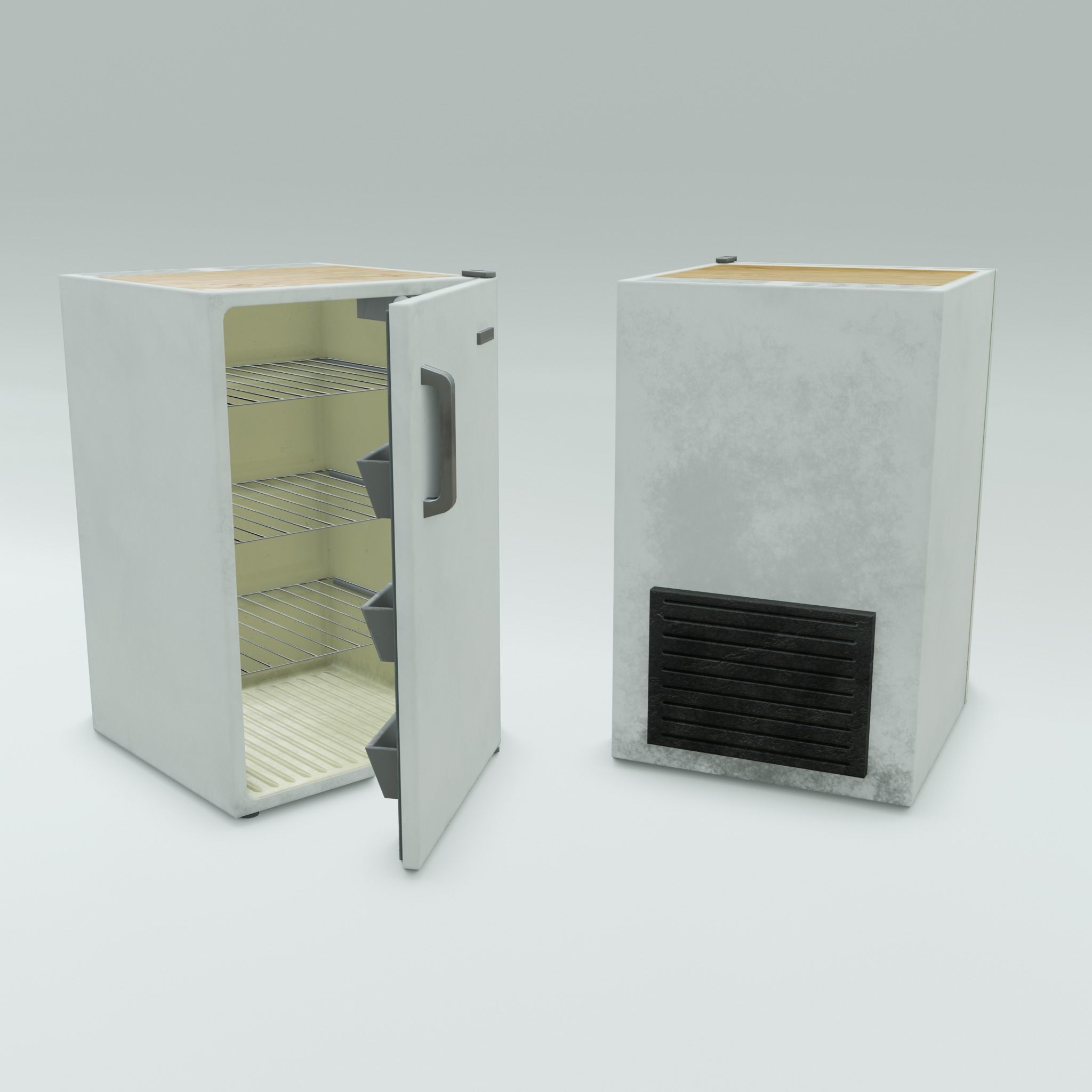 Freezy - game ready vintage fridge - clean and rusty 3D Model Collection_9