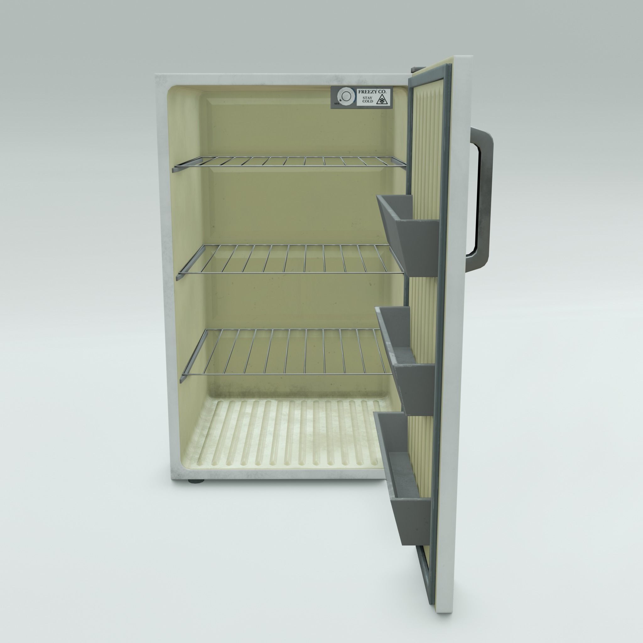 Freezy - game ready vintage fridge - clean and rusty 3D Model Collection_11