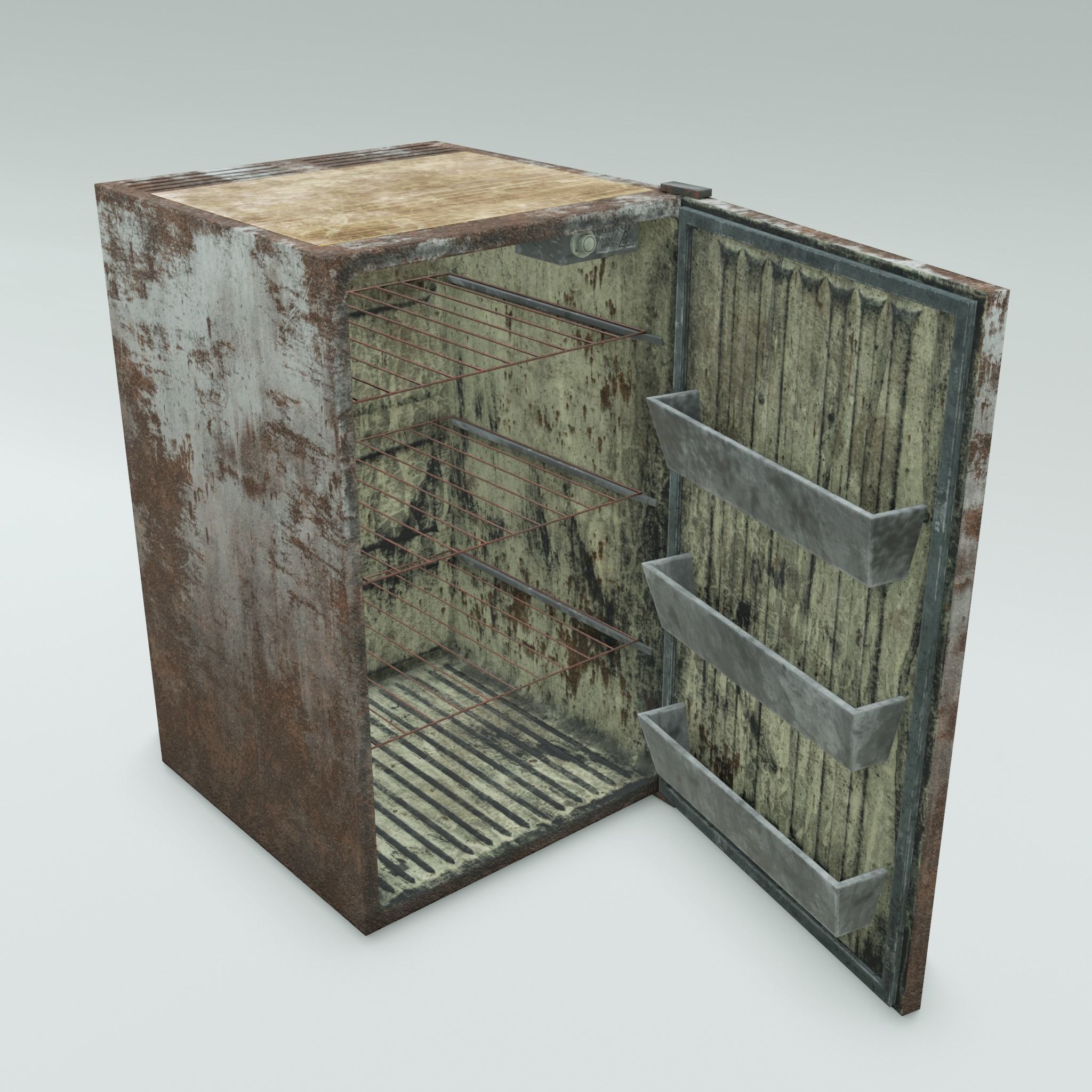 Freezy - game ready vintage fridge - clean and rusty 3D Model Collection_4