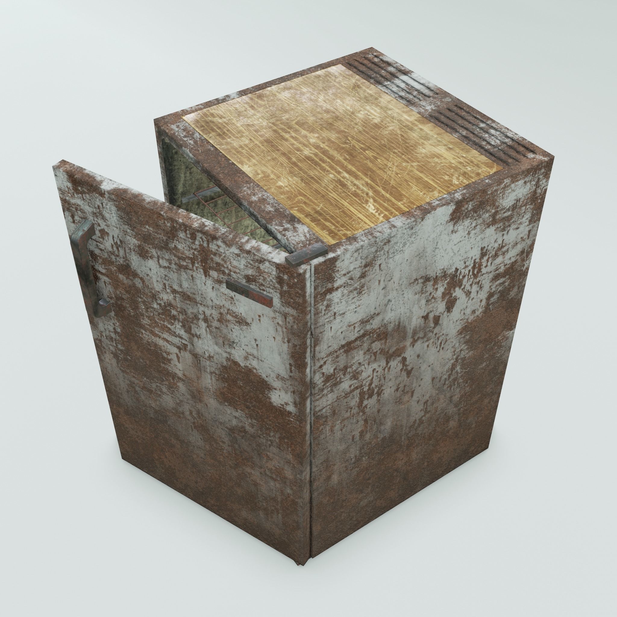 Freezy - game ready vintage fridge - clean and rusty 3D Model Collection_8