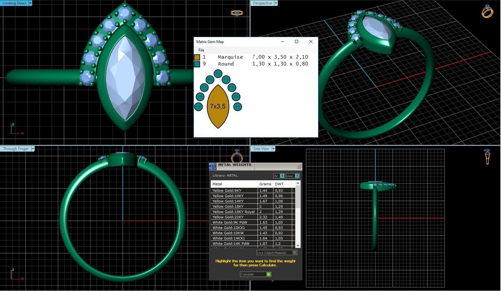 Marquise Diamond Engagement Ring 3D print model_3