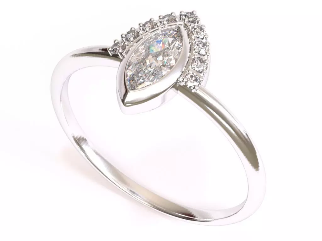 Marquise Diamond Engagement Ring 3D print model_0