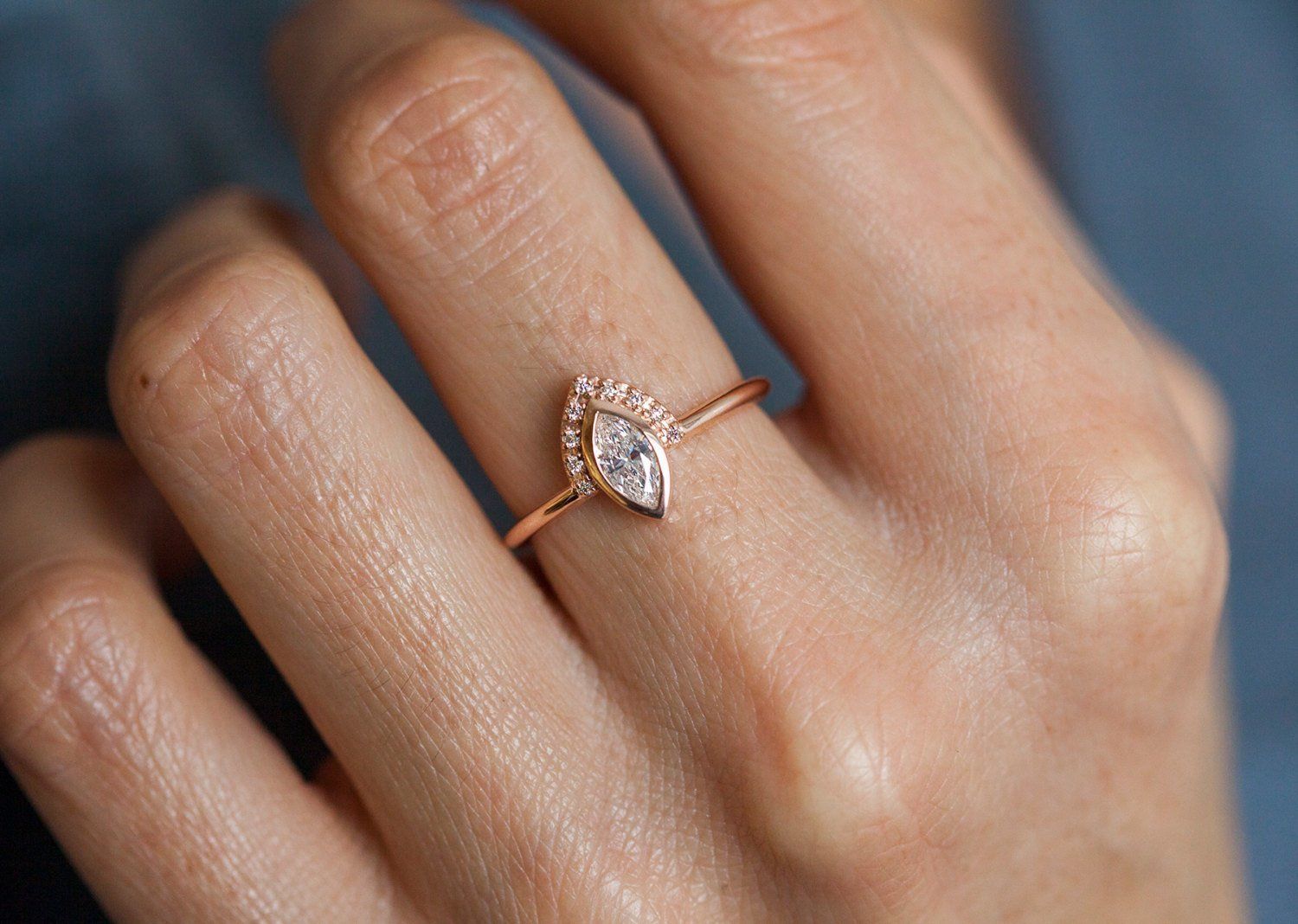 Marquise Diamond Engagement Ring 3D print model_2