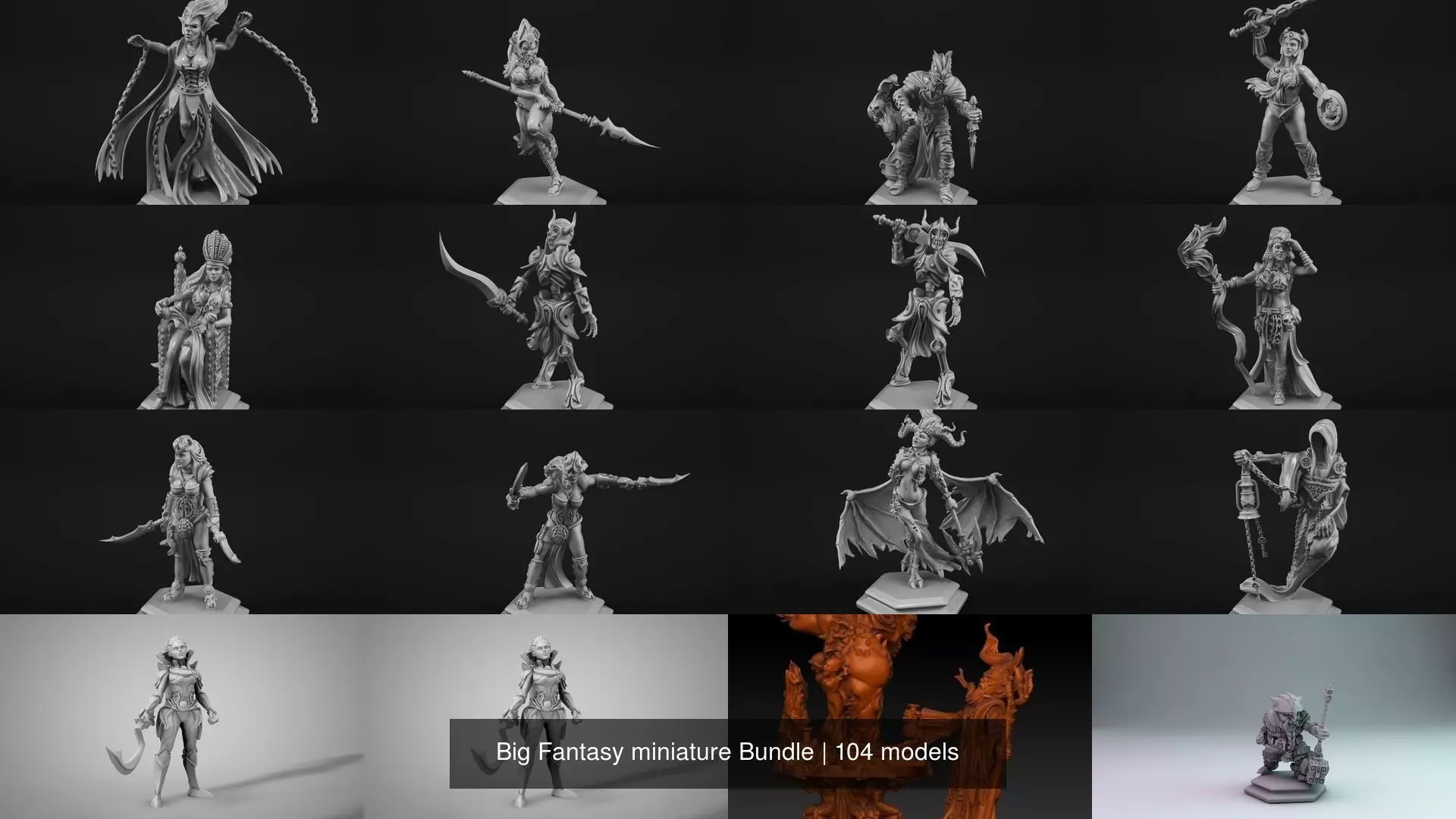 Big Fantasy miniature Bundle 3D Model Collection_4