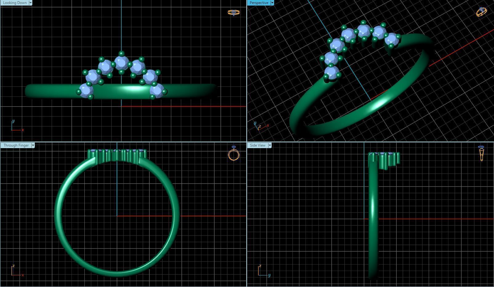 CURVED DIAMOND BAND RINGS 3D print model_6