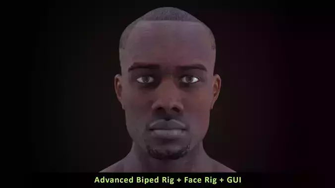 Cinematic Male 002 - Advanced Body Rig - Face Rig - GUI Low-poly 3D model