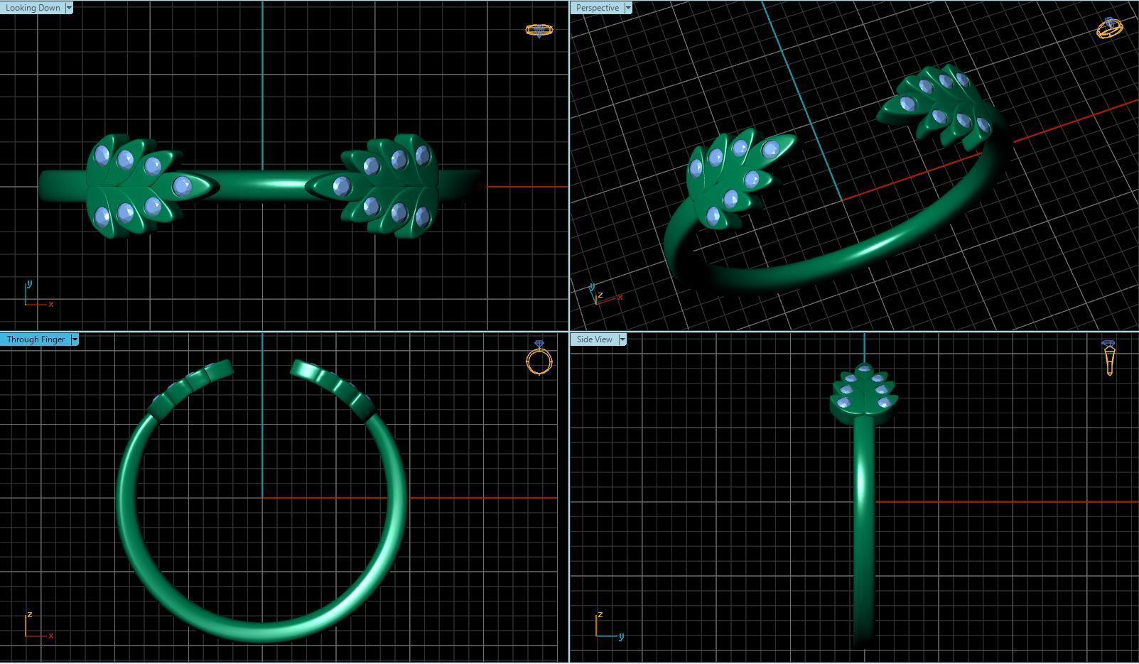 Diamond Leaves Wedding Ring 3D print model_4