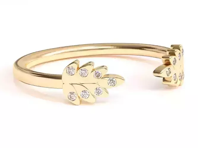 Diamond Leaves Wedding Ring 3D print model
