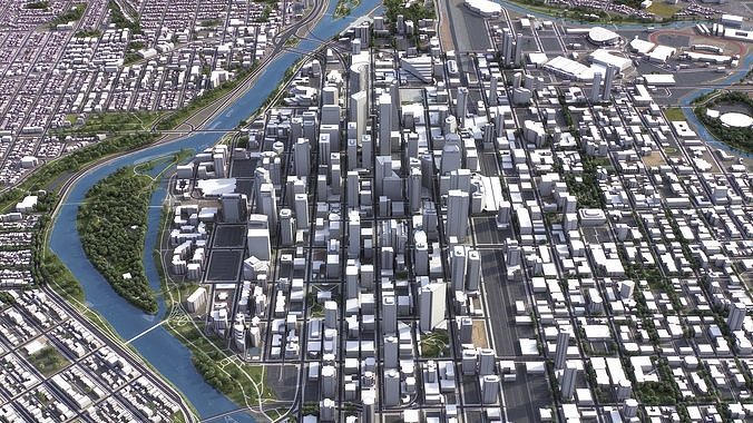 Calgary - 3D City Model Low-poly 3D model 3