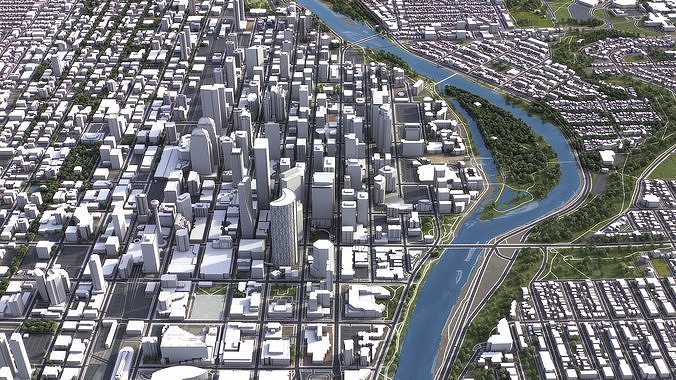 Calgary - 3D City Model Low-poly 3D model 2