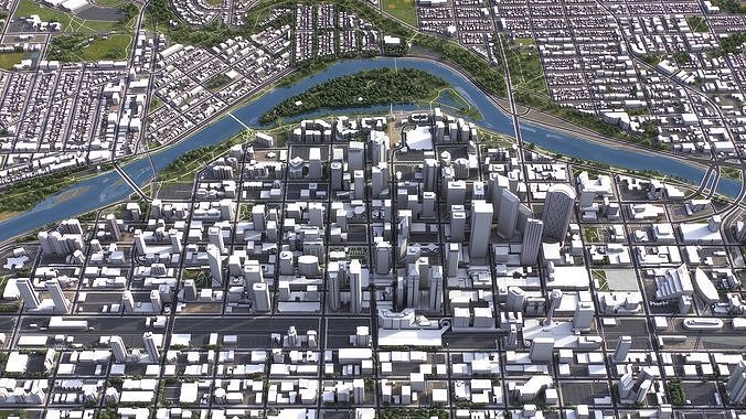 Calgary - 3D City Model Low-poly 3D model 7