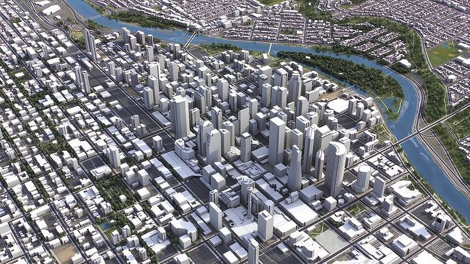 Calgary - 3D City Model Low-poly 3D model 6